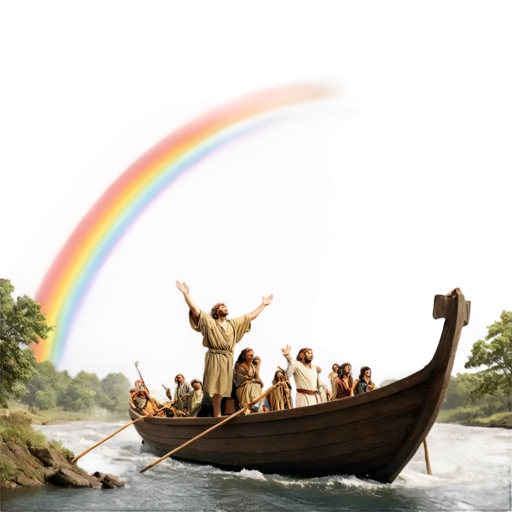 Realistic-PNG-Image-Noah-on-the-Ark-Reaching-for-the-Rainbow