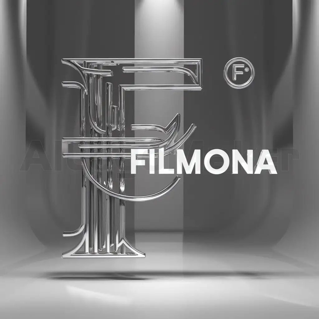a logo design,with the text "F®", main symbol:FILMONA,complex,clear background