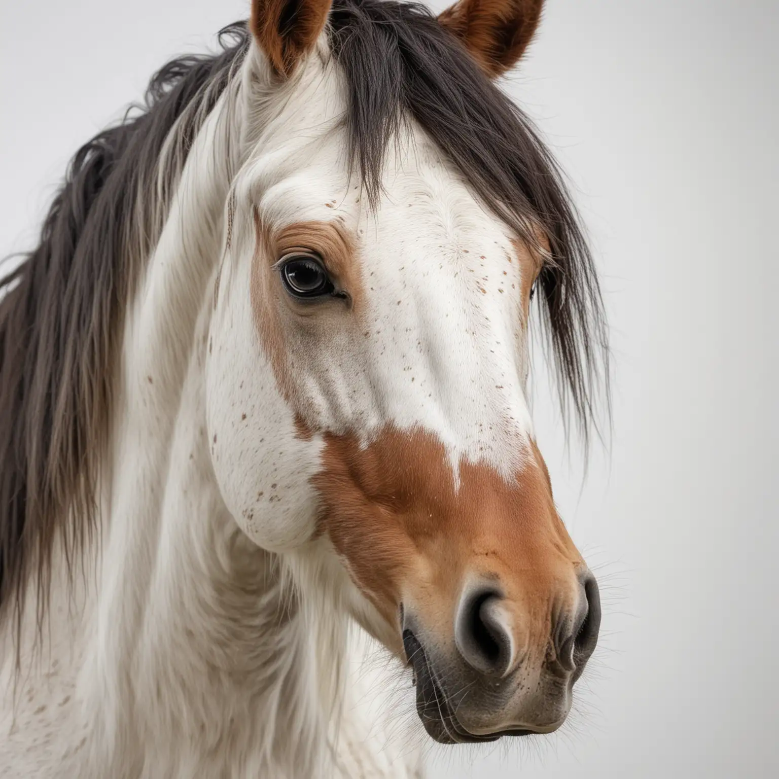 Horse Face Portrait on White Background