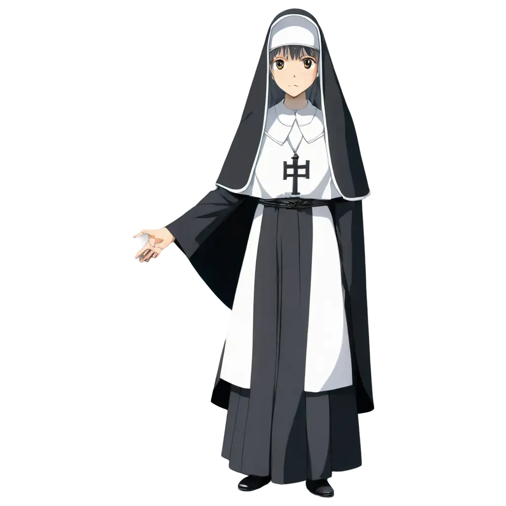 a nun veil, seen in front, anime style, Only clothes without body
