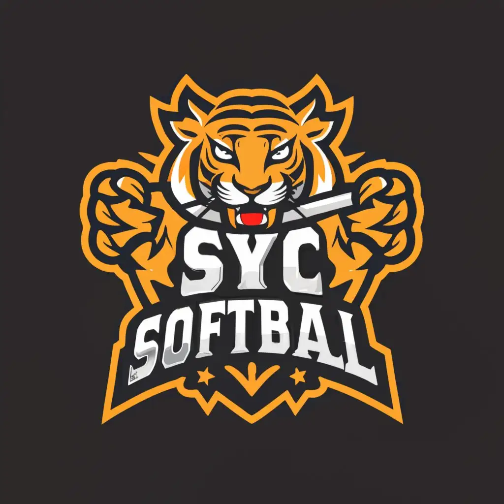 a logo design,with the text "SYC Softball", main symbol:Softball, Bangle Tiger,Moderate,be used in Sports Fitness industry,clear background
