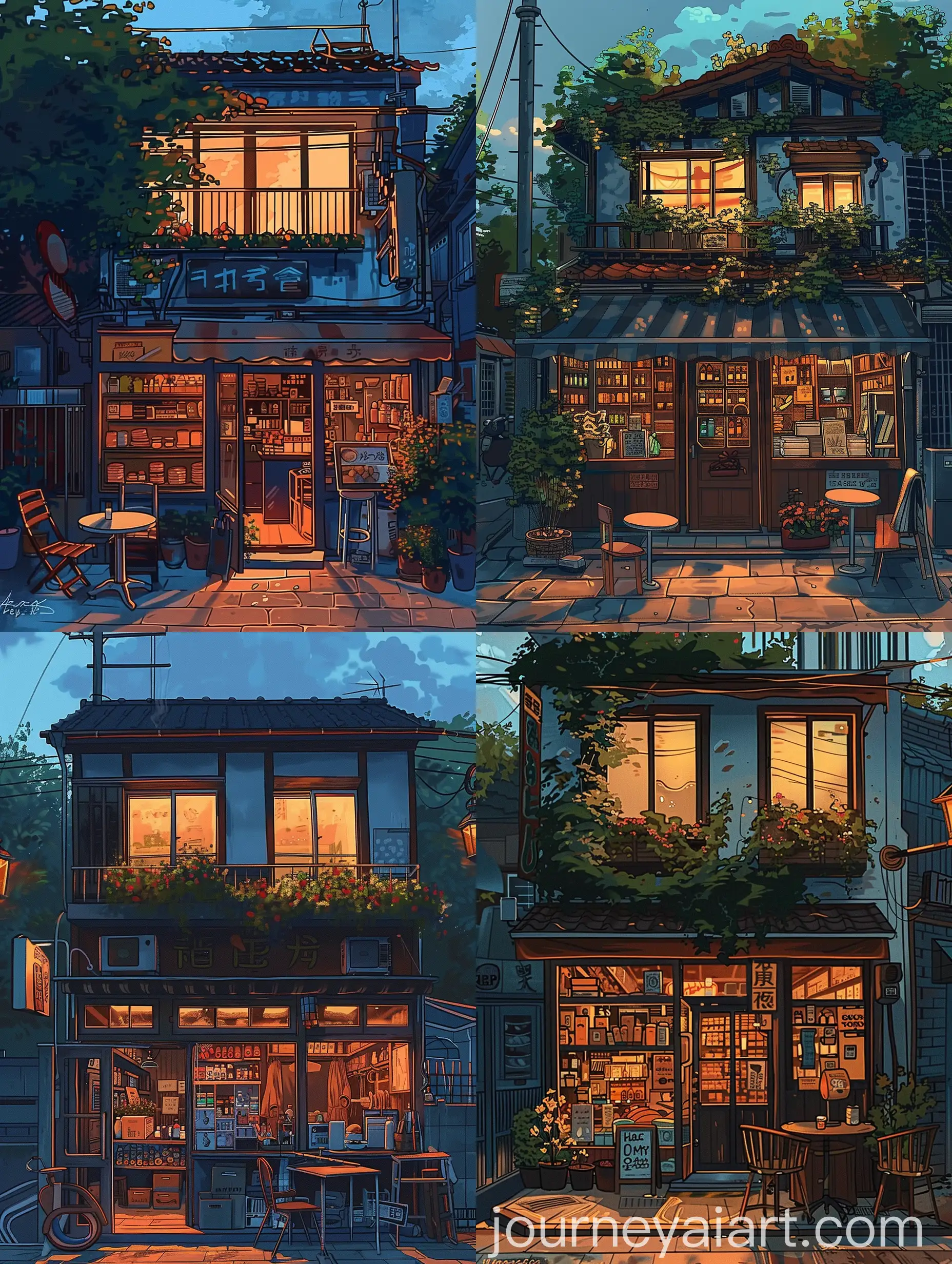 Calm-Evening-at-a-DoubleStory-Shop-Realistic-Anime-Style-Digital-Drawing