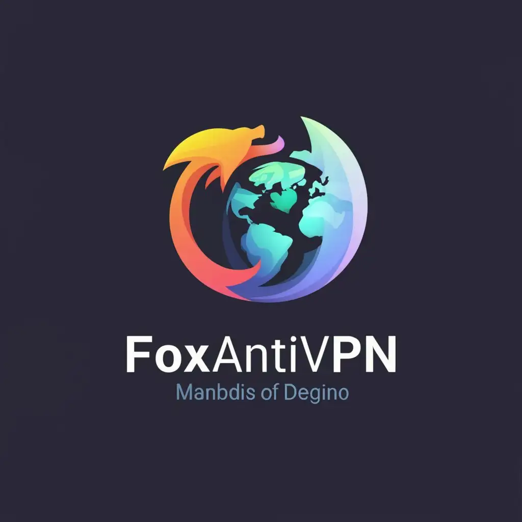 a logo design,with the text "FoxAntiVPN", main symbol:A world, in which the project is responsible for blocking VPN/proxy.,Moderate,clear background
