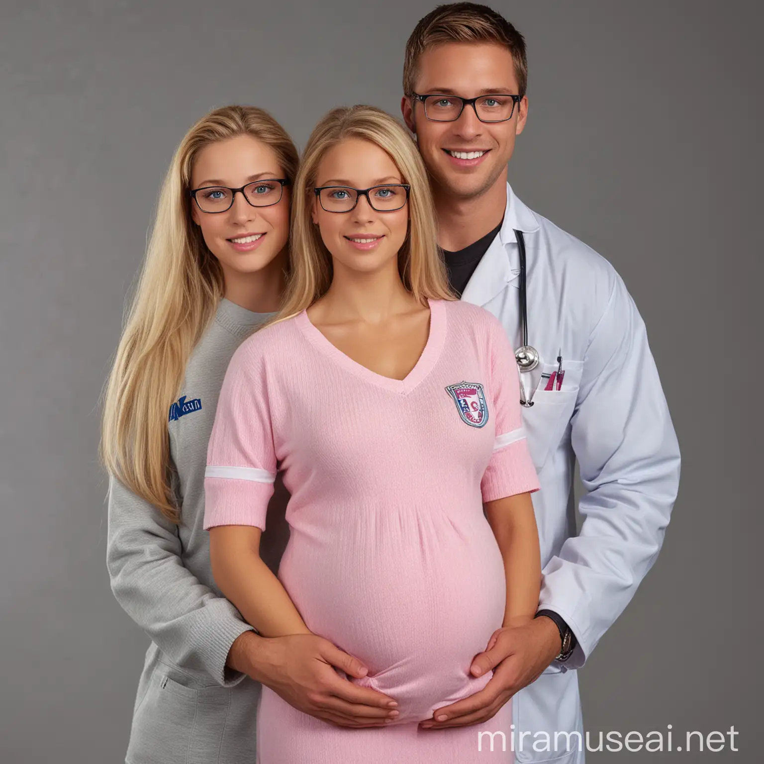 Expectant Couple Pregnant Caucasian Woman with African American Husband