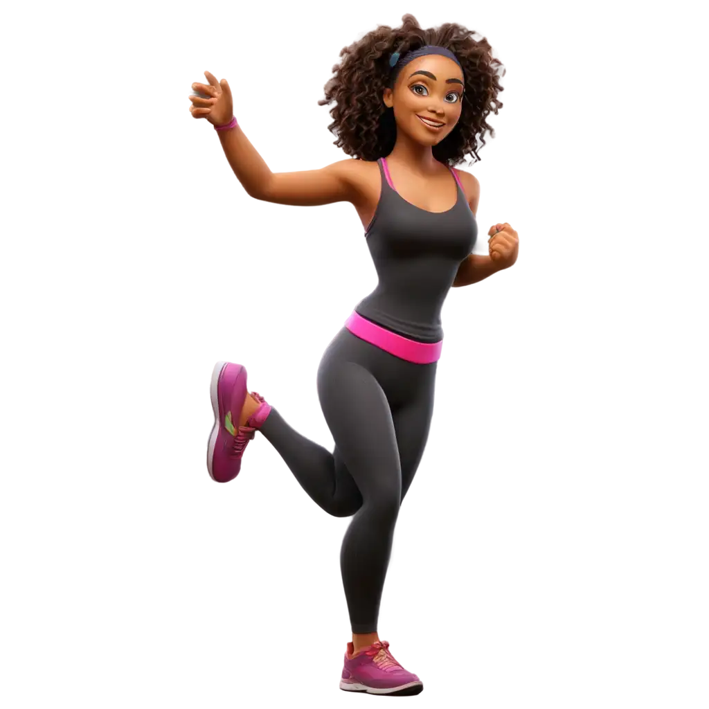 Make a 3D animated picture of someone doing Zumba 