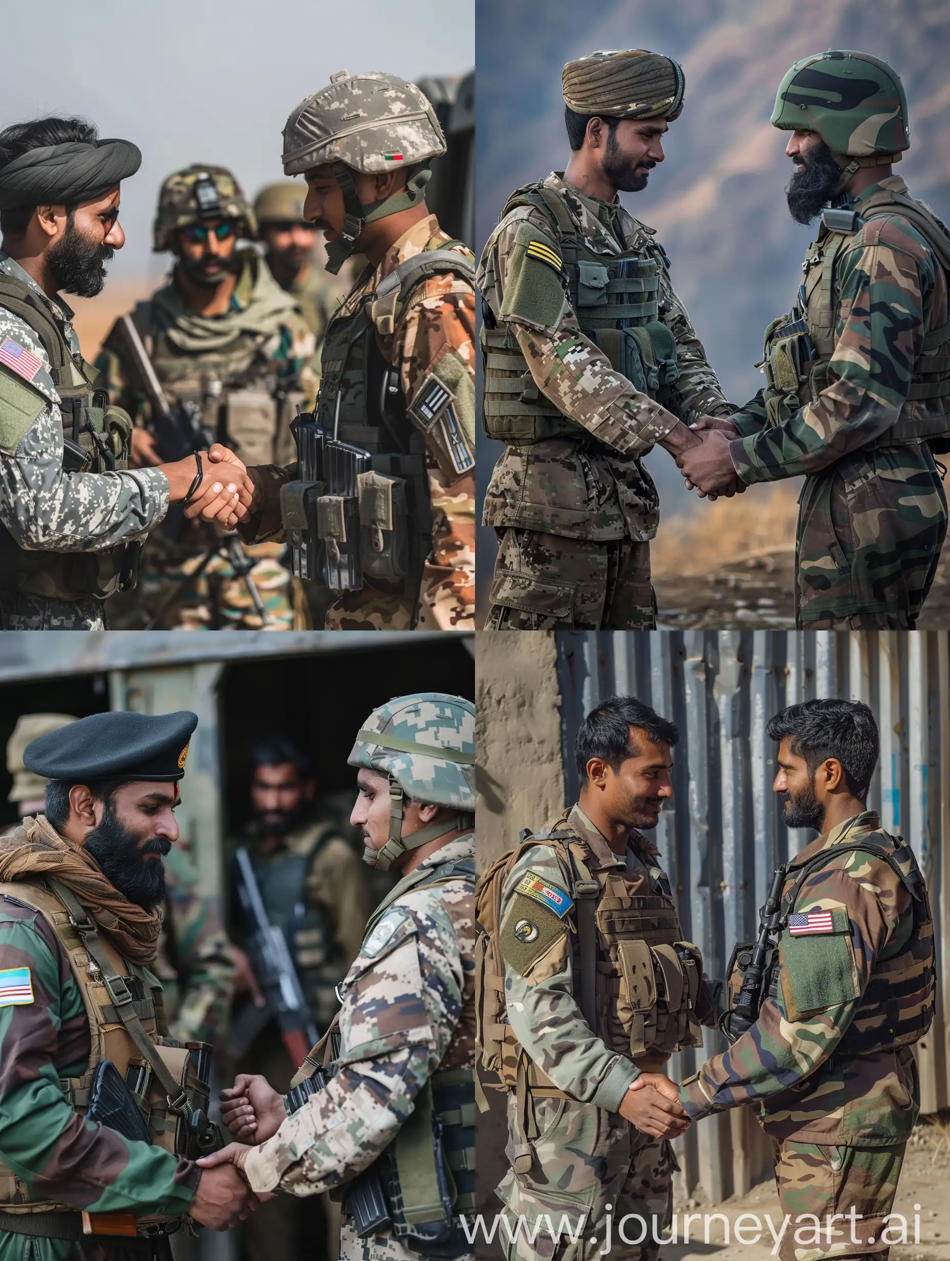 Indian-and-Afghan-Military-Officers-Shake-Hands-in-Formal-Gesture