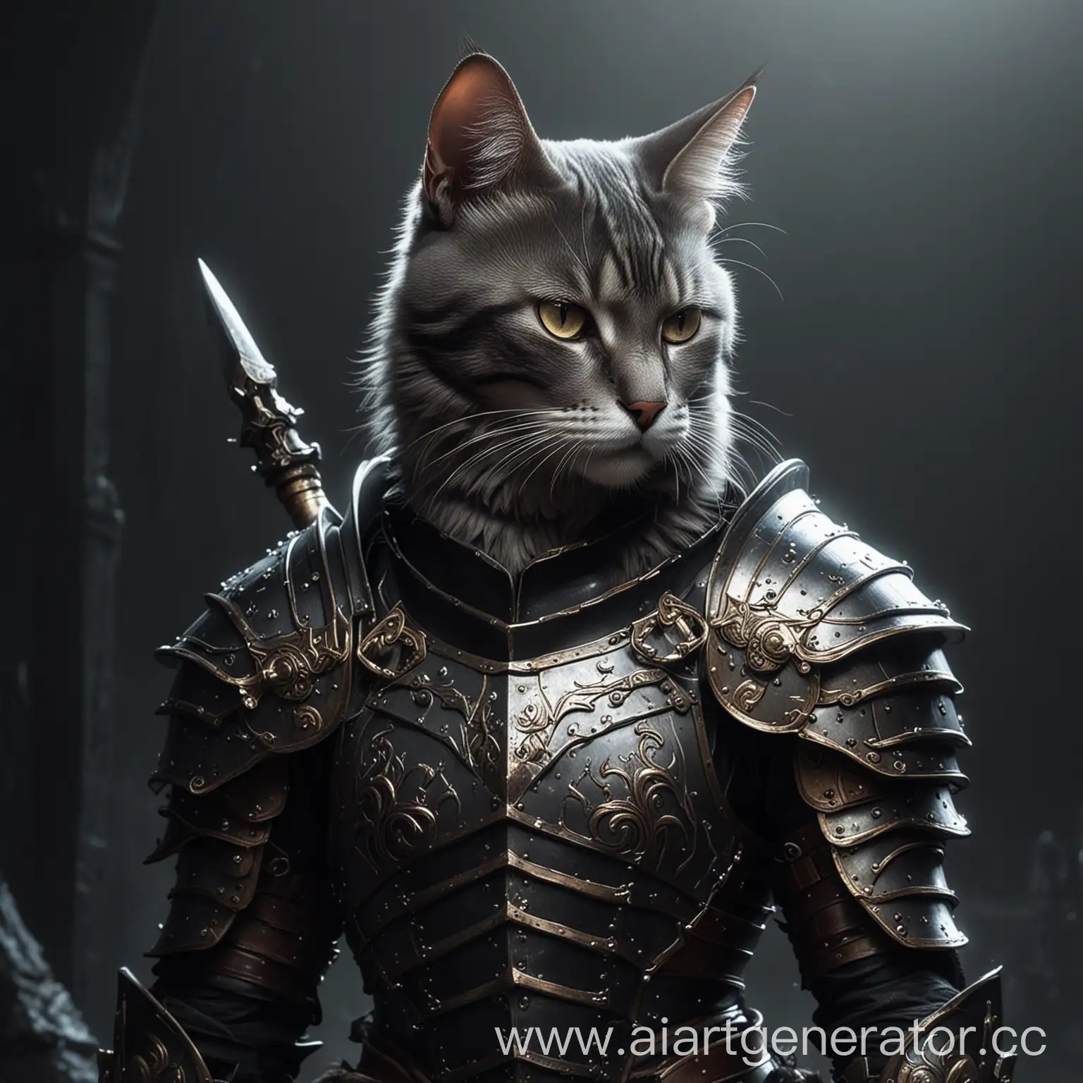 Armored-Cat-in-Dark-Fantasy-Setting