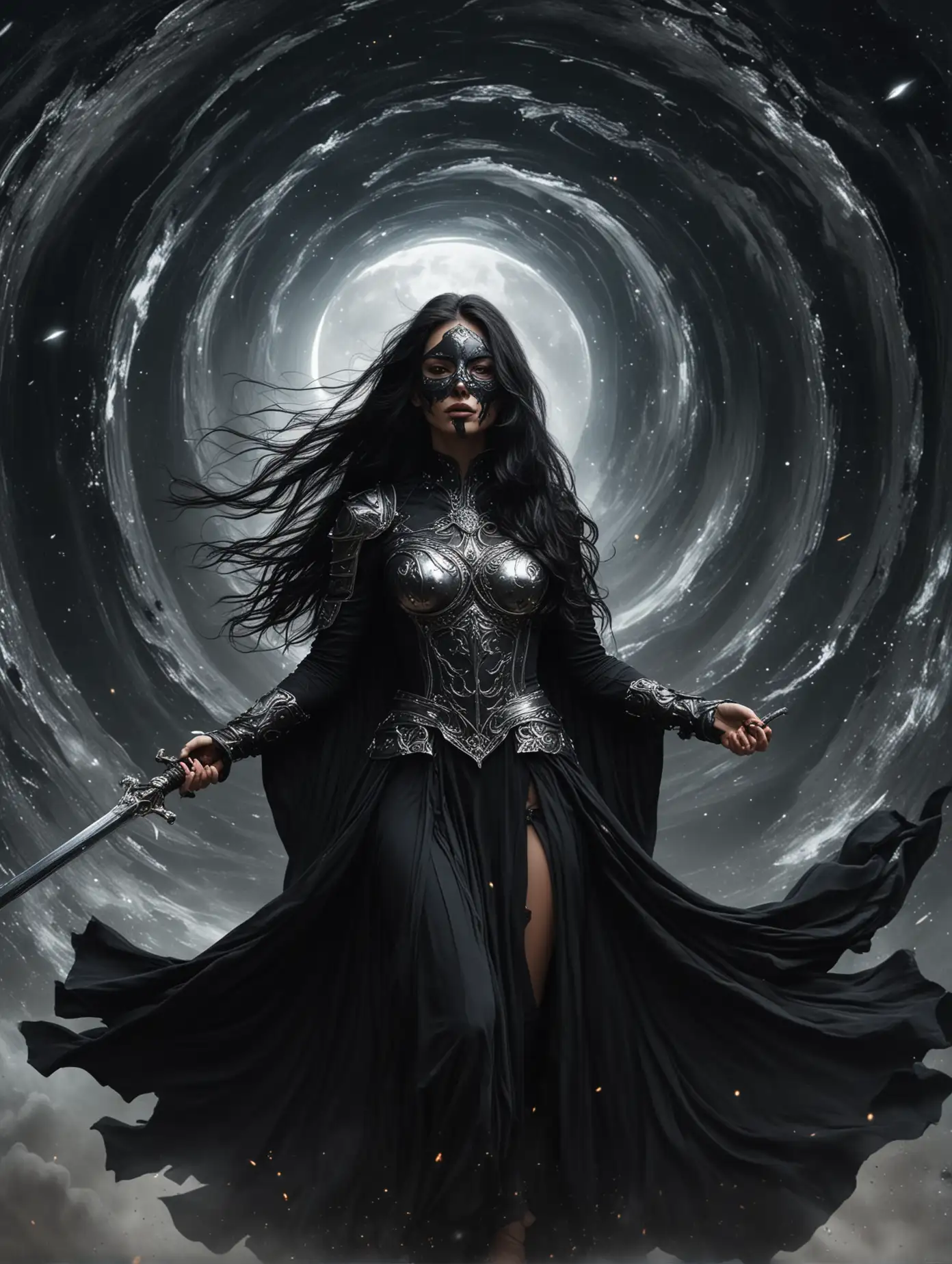 Dark-Priestess-with-Sword-Standing-Against-Black-Hole