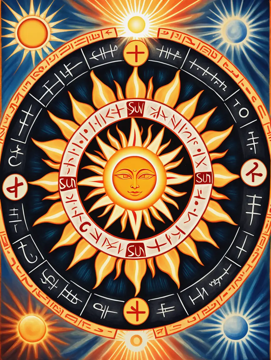 Divine-Sun-Symbol-with-Cyrillic-Rune-and-Ancient-Script