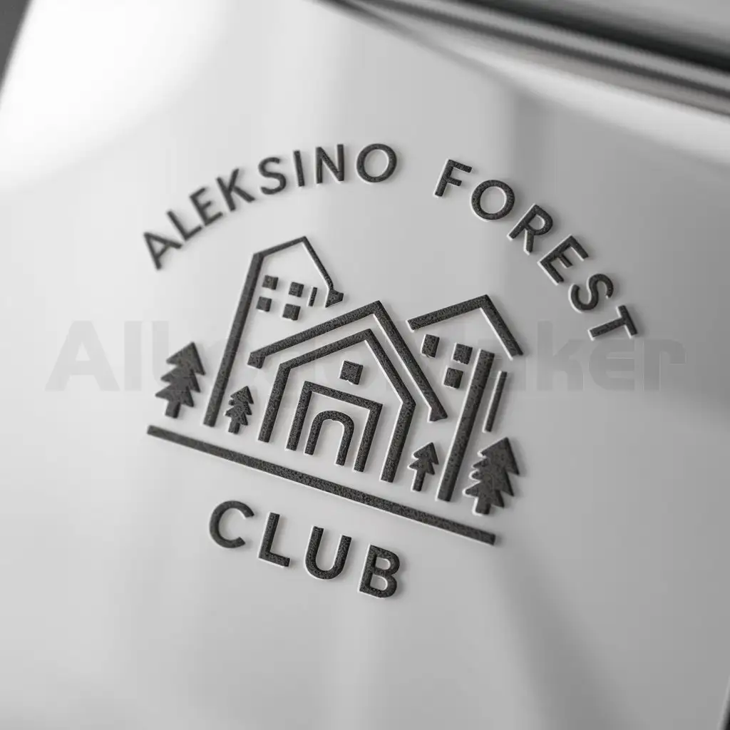 a logo design,with the text "Aleksino Forest Club", main symbol:cottage settlement, modern houses,Minimalistic,be used in Home Family industry,clear background
