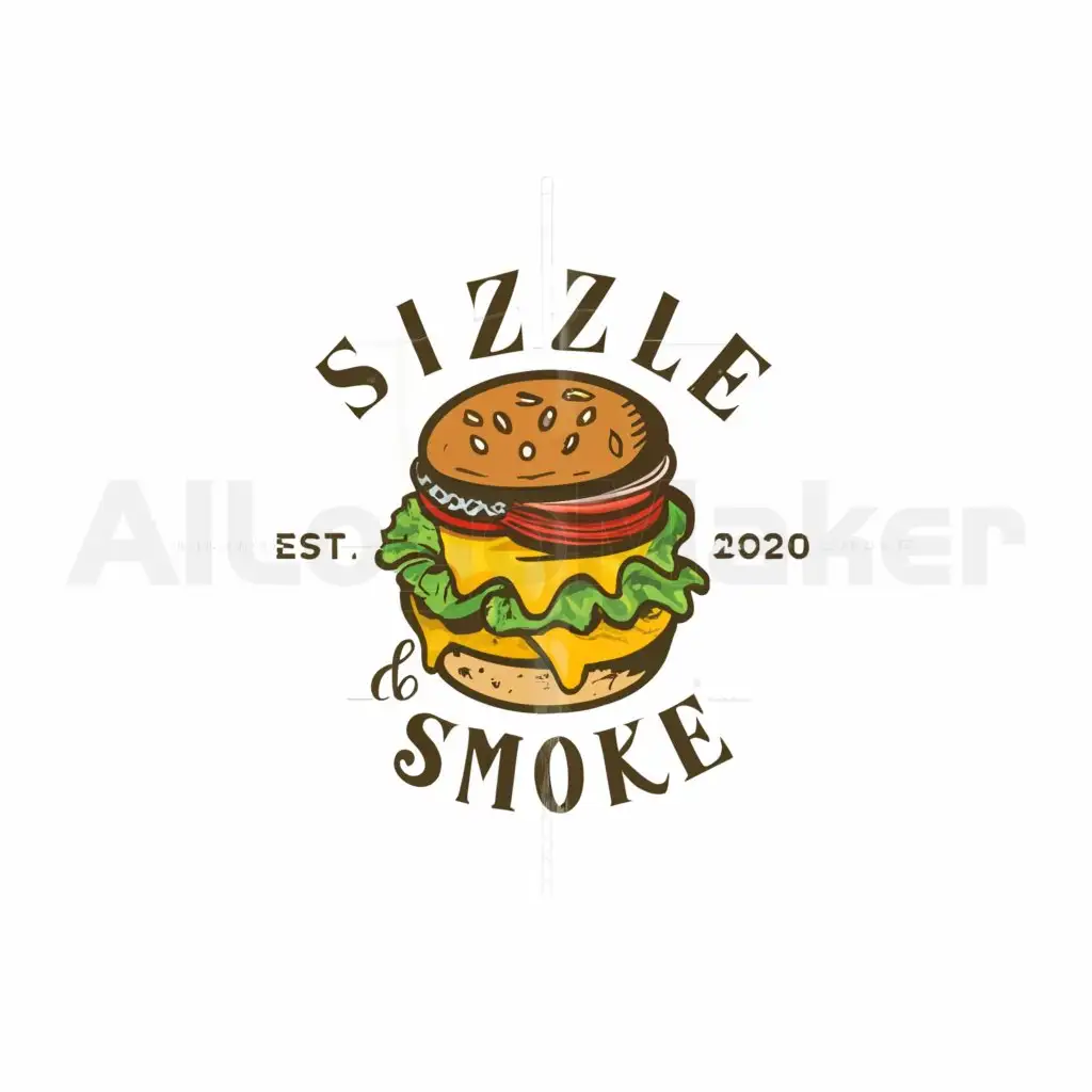 a logo design,with the text "Sizzle & Smoke", main symbol:Burger,Moderate,be used in Restaurant industry,clear background