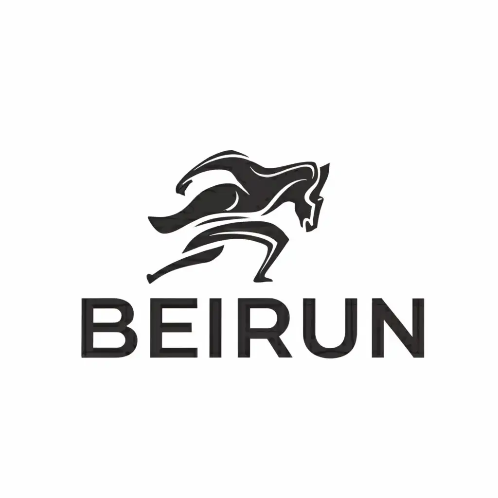 a logo design,with the text "BeiRun", main symbol:runner man, wild horse,Moderate,be used in Sports Fitness industry,clear background