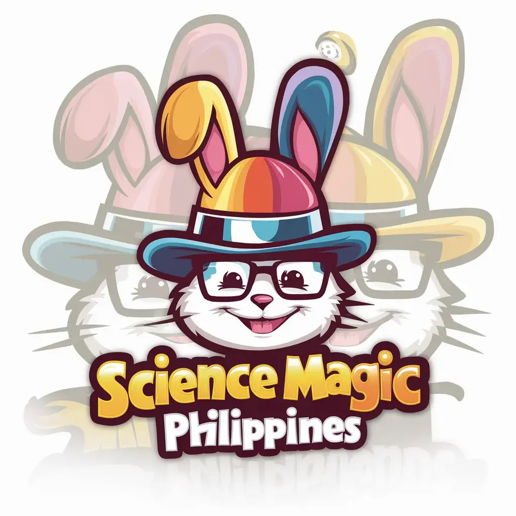 a logo design,with the text "science magic philippines", main symbol:magnet bunny hat colorful,complex,be used in Entertainment industry,clear background