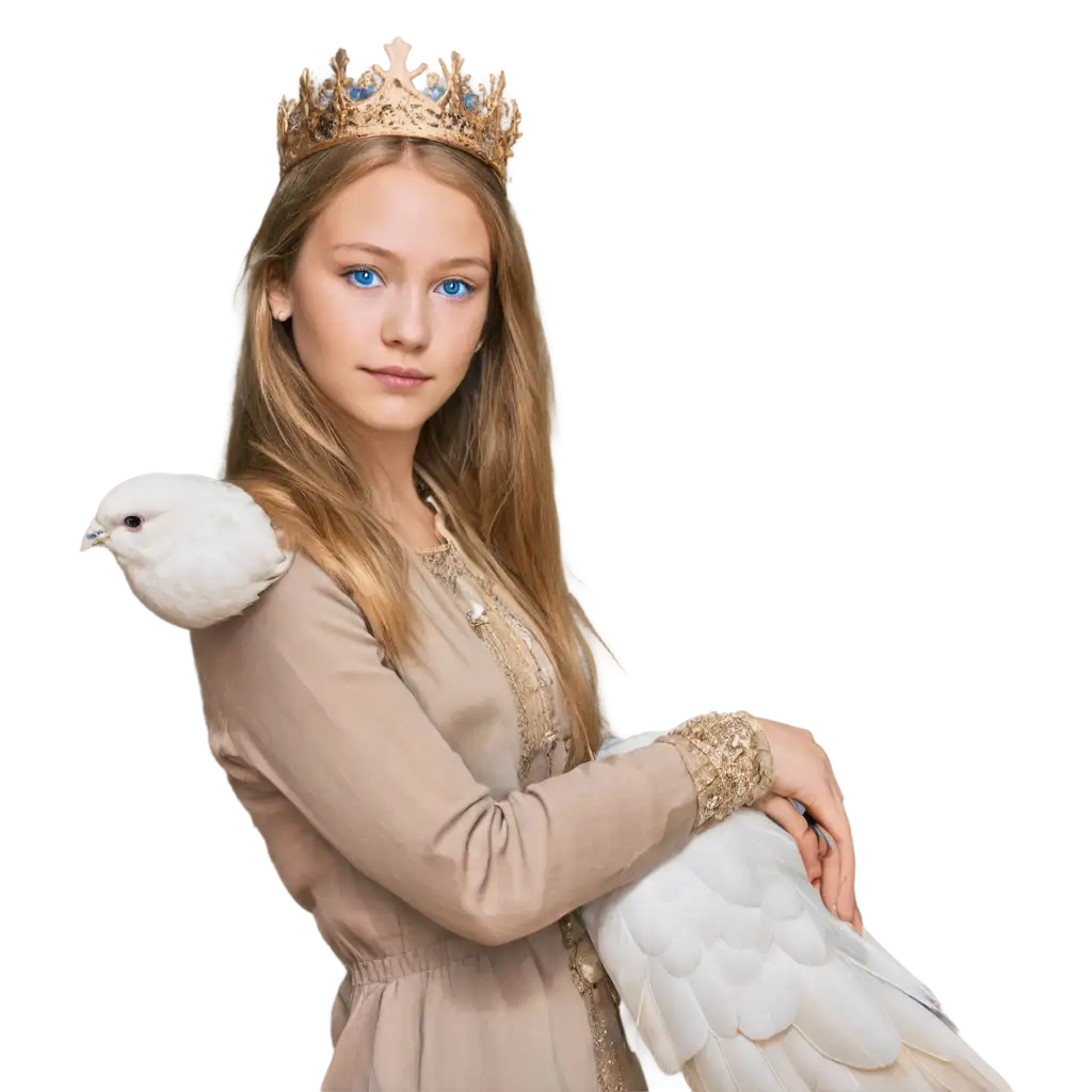 Blonde-Girl-with-Blue-Eyes-Wearing-a-Crown-Holding-a-Dove-of-Peace-PNG-Image