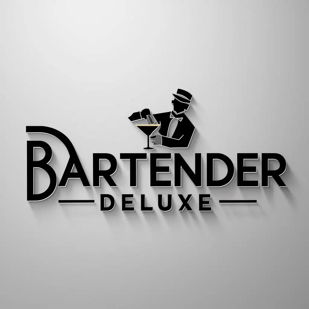 a logo design,with the text "Bartender Deluxe", main symbol:cocktail bartender,Moderate,be used in Events industry,clear background