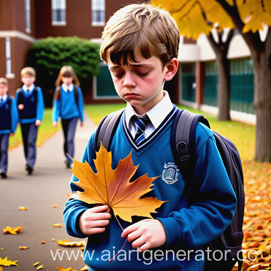 Sad-Schoolboy-Leaves-School-Alone-Lonely-Child-Departs-Educational-Institution