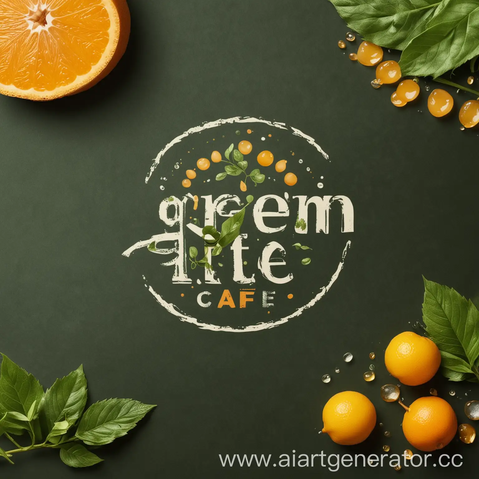 To develop an original, concise and elegant logo for the Green Bite cafe. The design should reflect the idea of a healthy diet. It is recommended to use the following colors: green, yellow and orange. Elements such as leaves, fruits, and juice drops can be
