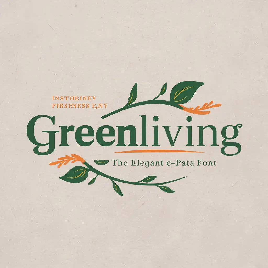 For the logo of my e-book "greenliving" I would like to use the Prata font, which gives an elegant and classic touch. The main colors should be green, to evoke nature, health and freshness, and white, to convey cleanliness and simplicity. You can add touches of orange to evoke energy and vitality. The design should be modern and clean, with natural accents.