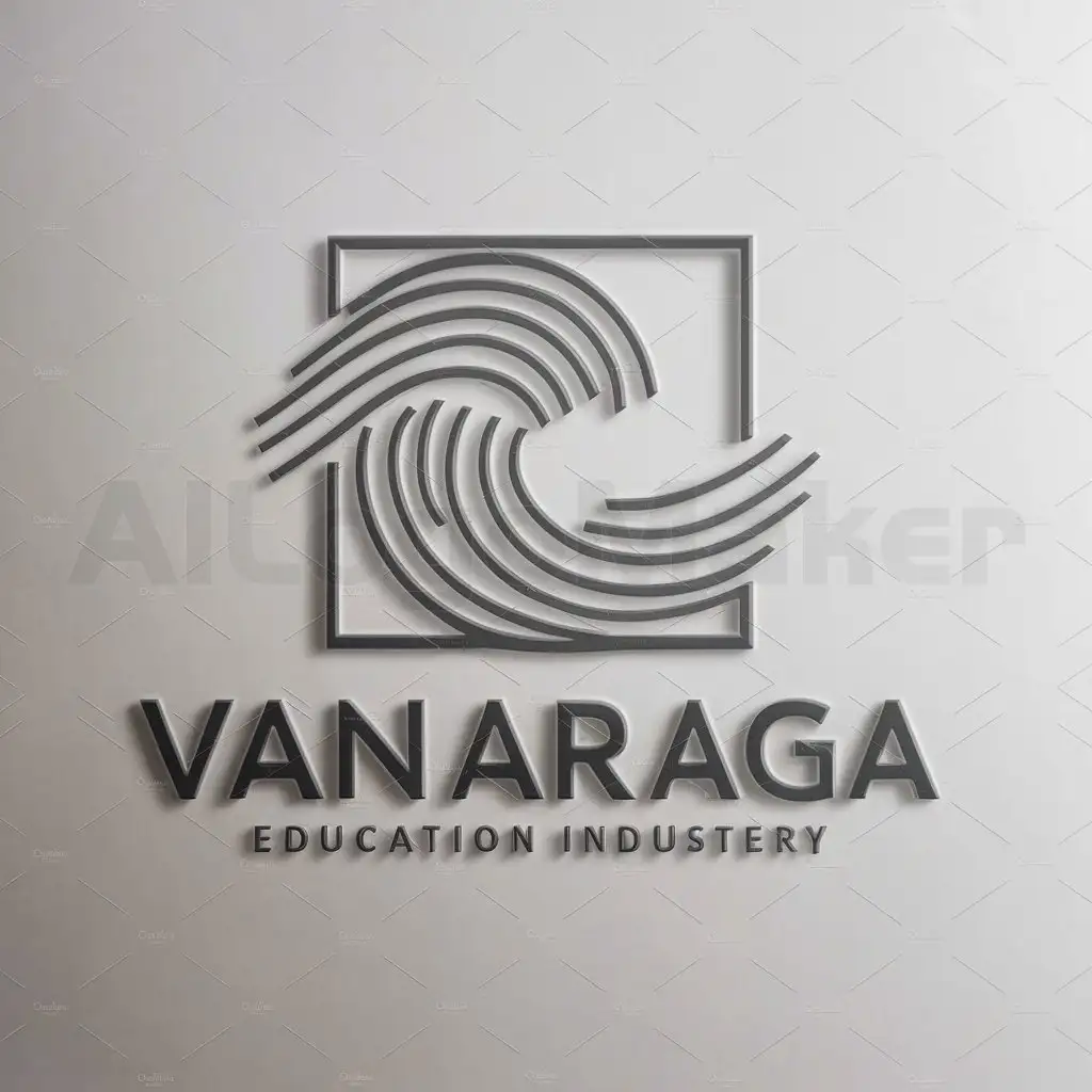 a logo design,with the text "VANARAGA", main symbol:wave inside the square represent the natures harmony in contours,complex,be used in Education industry,clear background