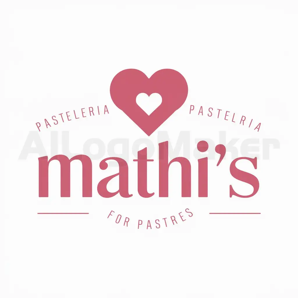 a logo design,with the text "Pasteleria Mathi's", main symbol:color rosado,Moderate,be used in postres industry,clear background