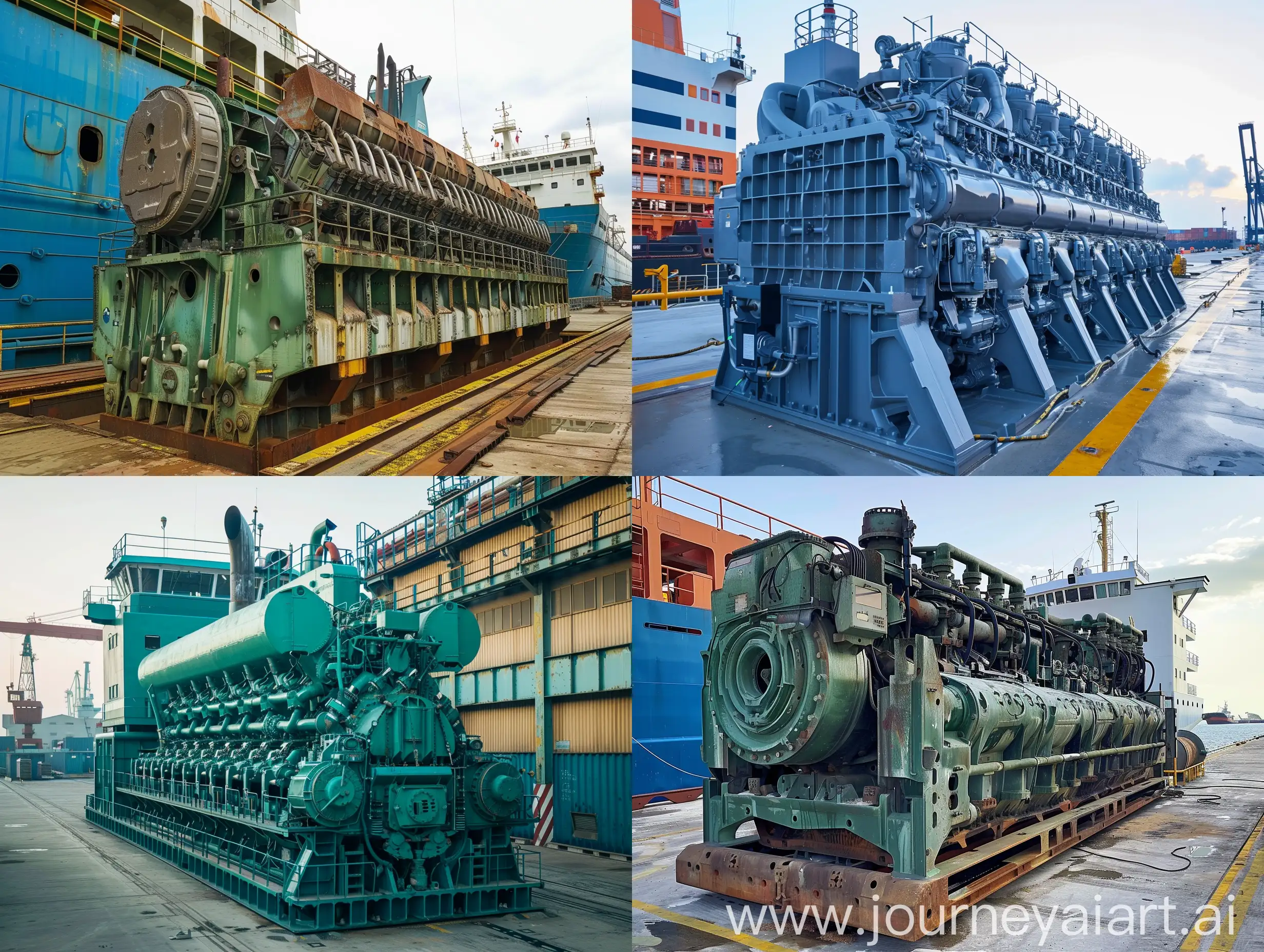 Massive-Diesel-Engine-at-Sea-Port-Industrial-Machinery-in-Service