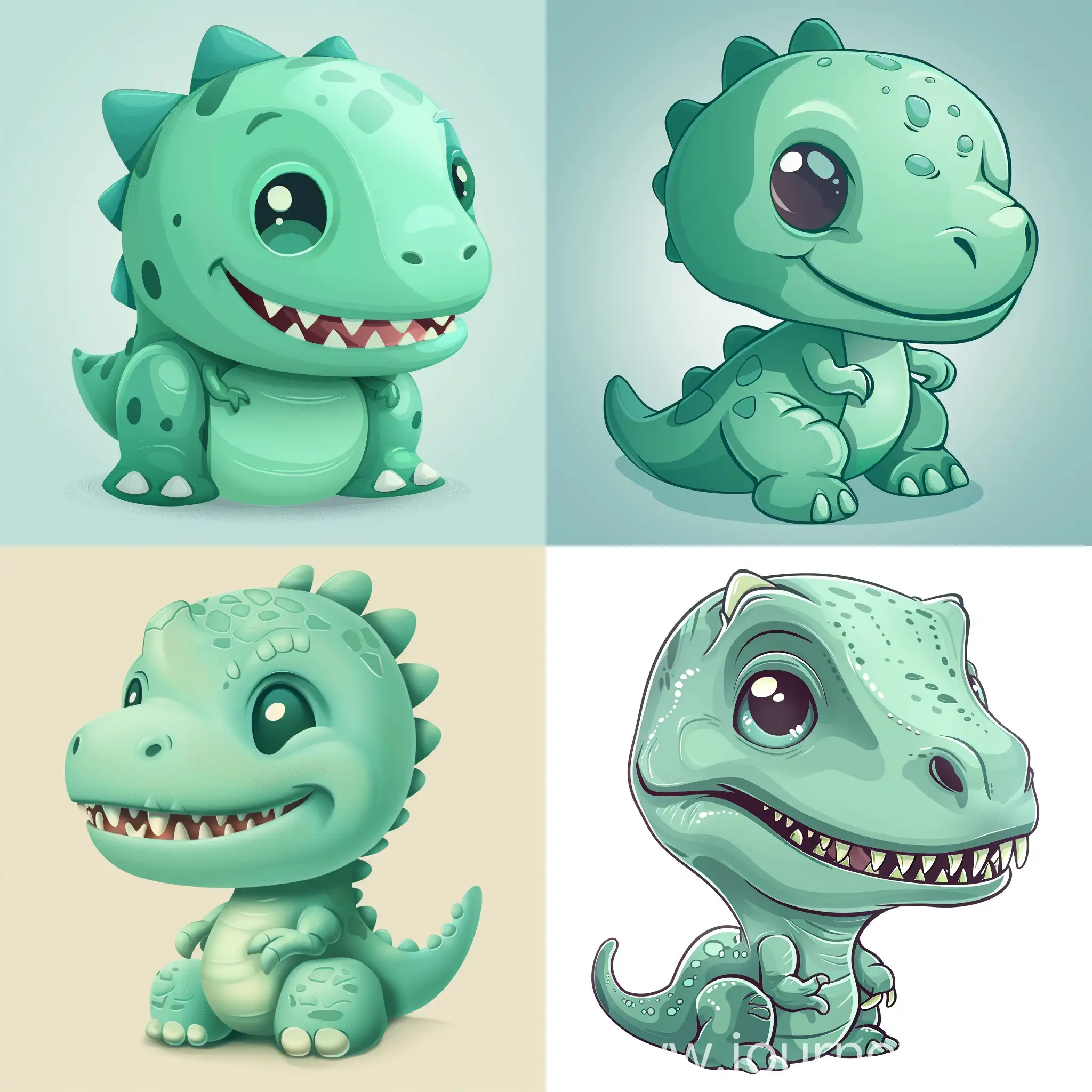 2D game character, mini cyan-green trex head, cute, vector drawing in the 2D game, cartoon style, vector illustration, soft color tone, by teeturtle, clean background, Trending on artstation