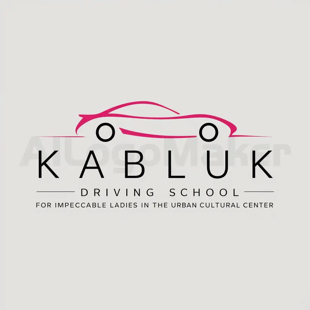 a logo design,with the text "KABLUK driving school for Impeccable Ladies in the Urban Cultural Center", main symbol:pink drawn car,Minimalistic,be used in Automotive industry,clear background