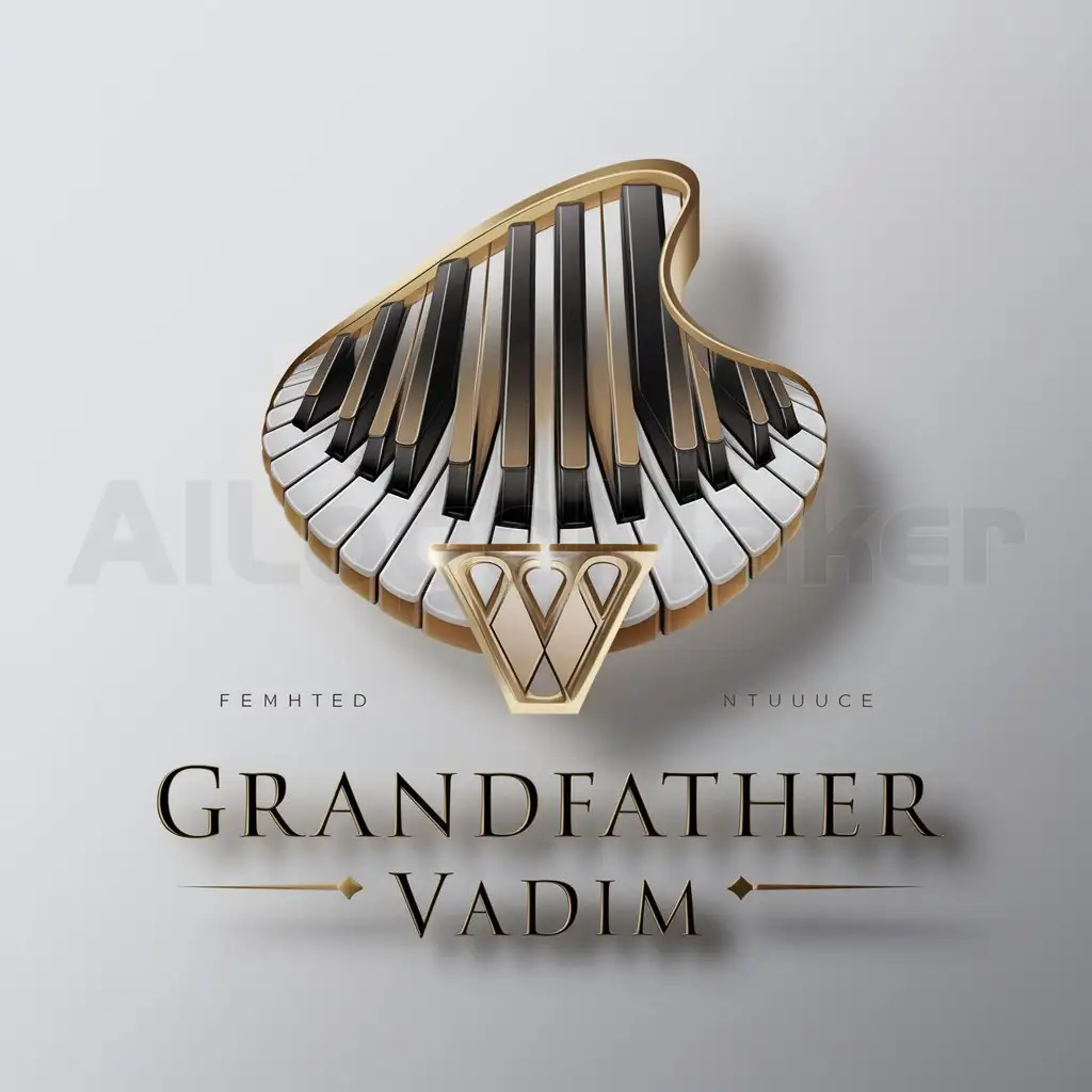 a logo design,with the text "Grandfather Vadim", main symbol:Keys of grand piano,complex,clear background