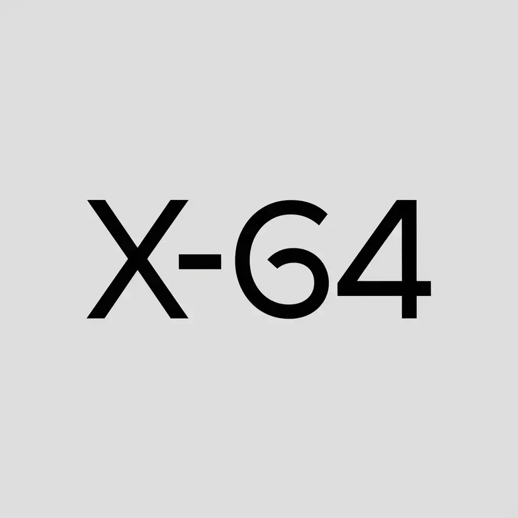 Design a simple text logo, with the text in the logo being X-64, and it is required to be in black and white minimalist style.