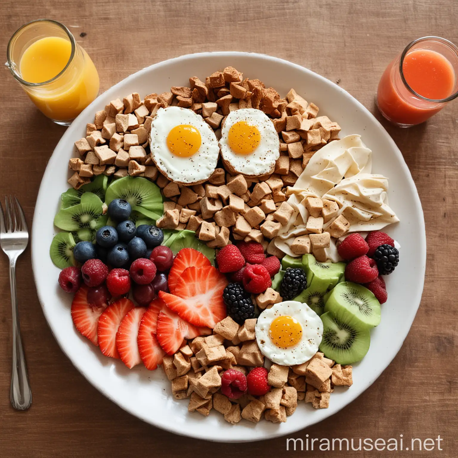 Fresh and Nutritious Breakfast Spread Colorful Fruits and Whole Grains