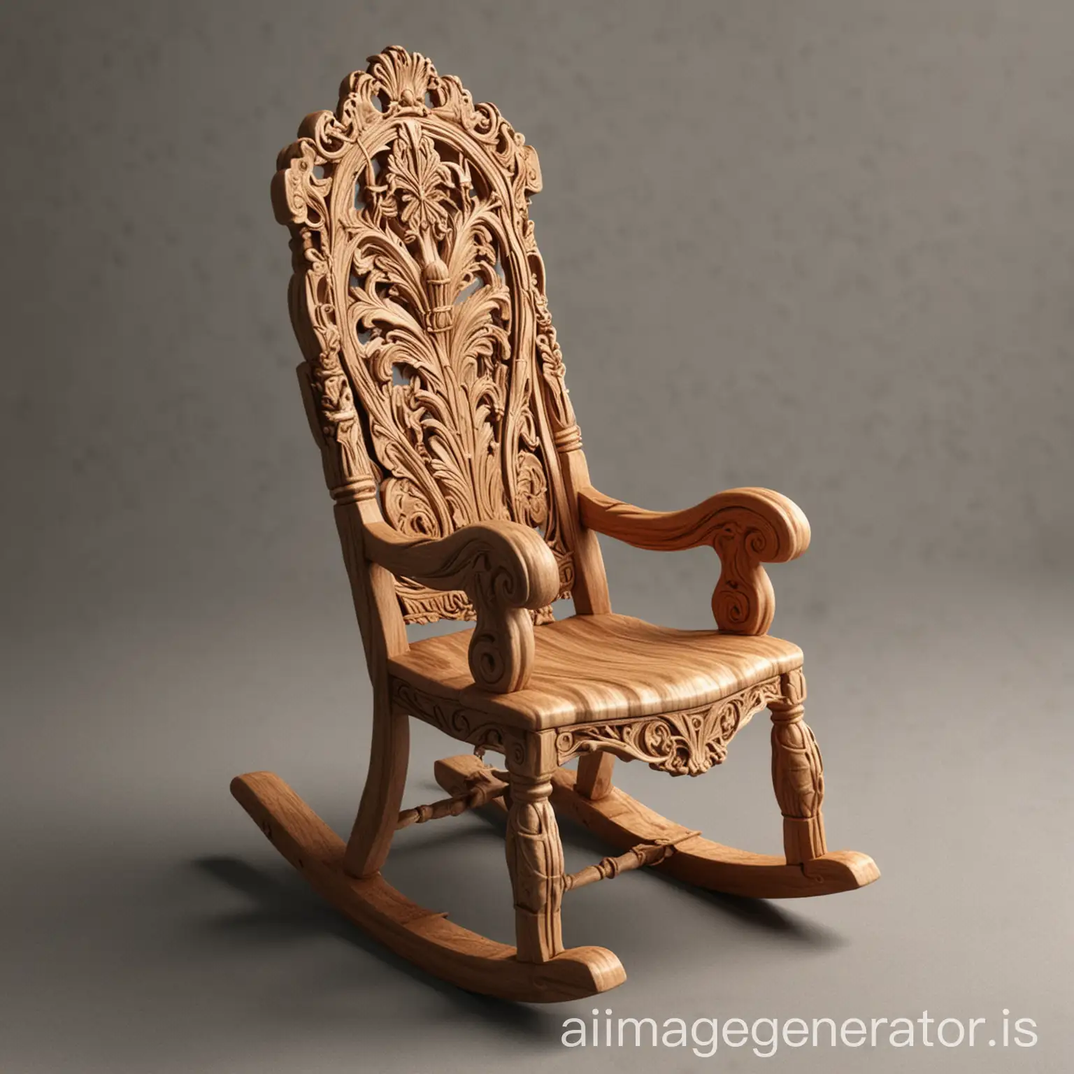 Free 3D Relief Model of Carved Rocking Chair Design | AI Image Generator