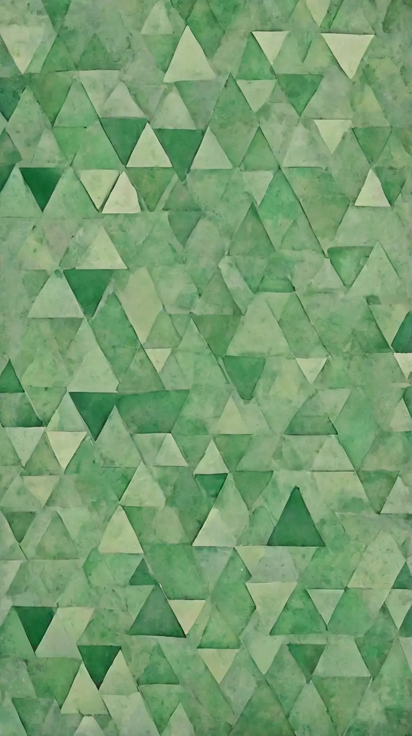 An abstrach background of green triangles, many faded shades of green, more triangles overlapping, light greyish greem
 