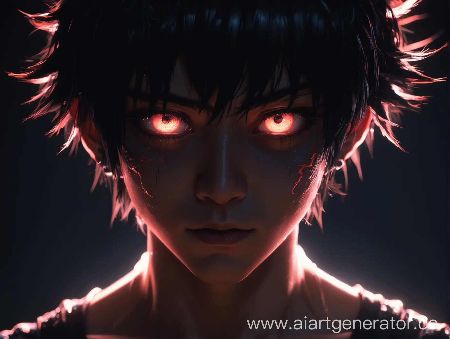 Cinematic-Japanese-Demon-Boy-with-Neon-Glowing-Eyes