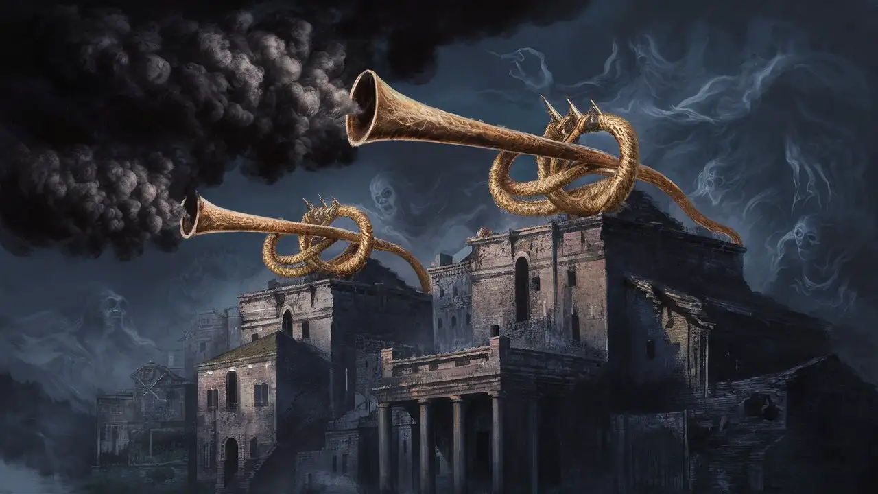 Apocalyptic Trumpets Blaring in Darkened Sky