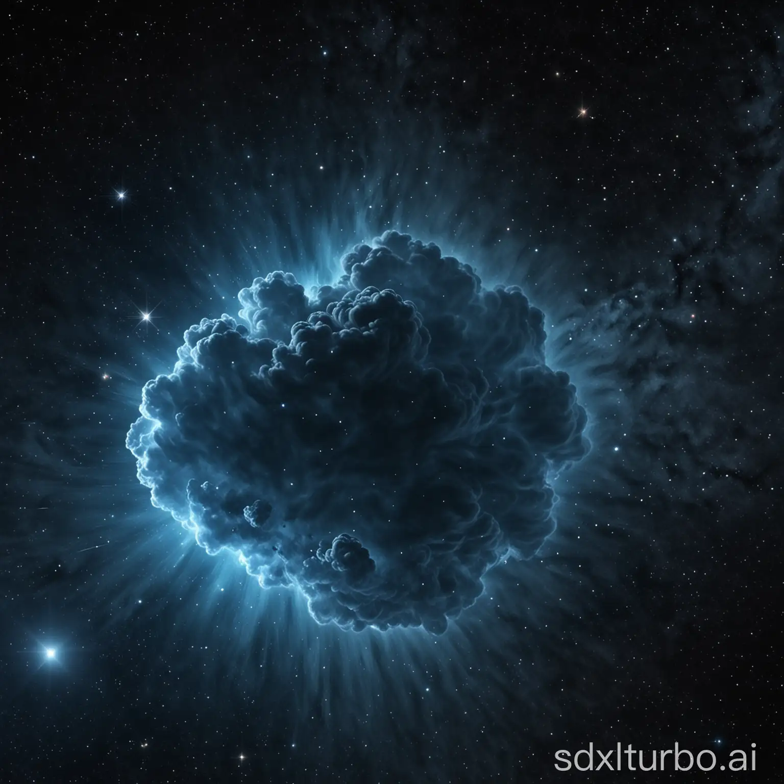 a flat dark blue cloud nebular in space, tileset, no background negativ promt: out of focus, depth of field, lens blur, lighting