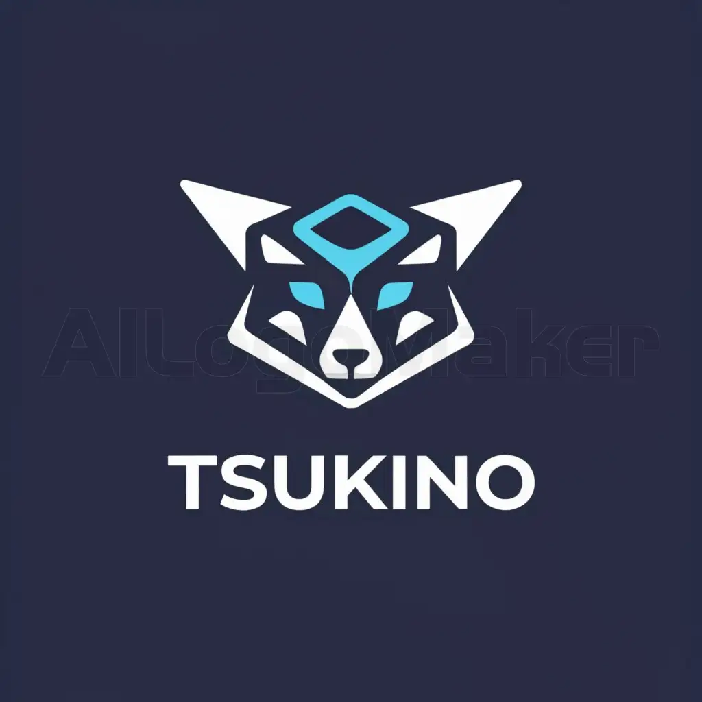 a logo design,with the text "Tsukino", main symbol:Blue Wolf Dice,Moderate,be used in Internet industry,clear background