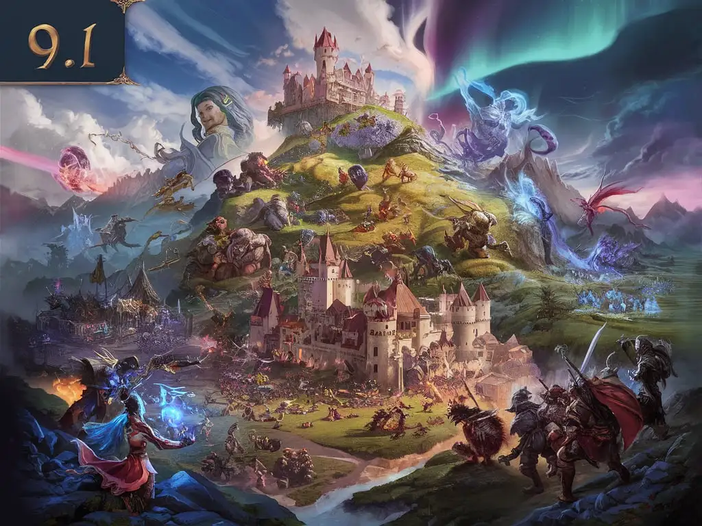 mmo rpg Fantasy like wallpaper that contains the title '9.1'