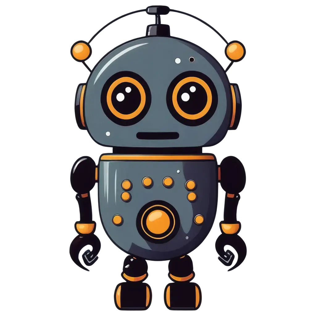 Funny robot logo, steampunk, cosmic, simple design, cute, weird