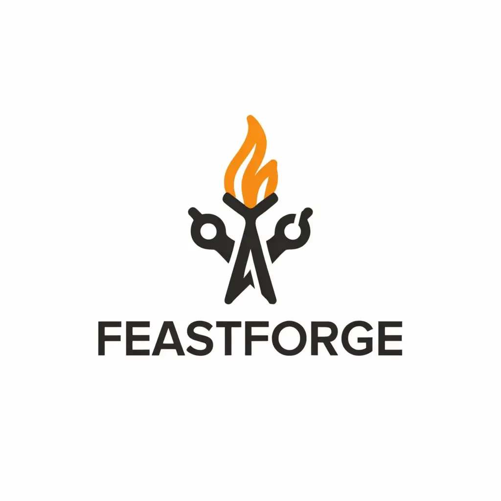 a logo design,with the text "FeastForge", main symbol:forge,Moderate,be used in Restaurant industry,clear background