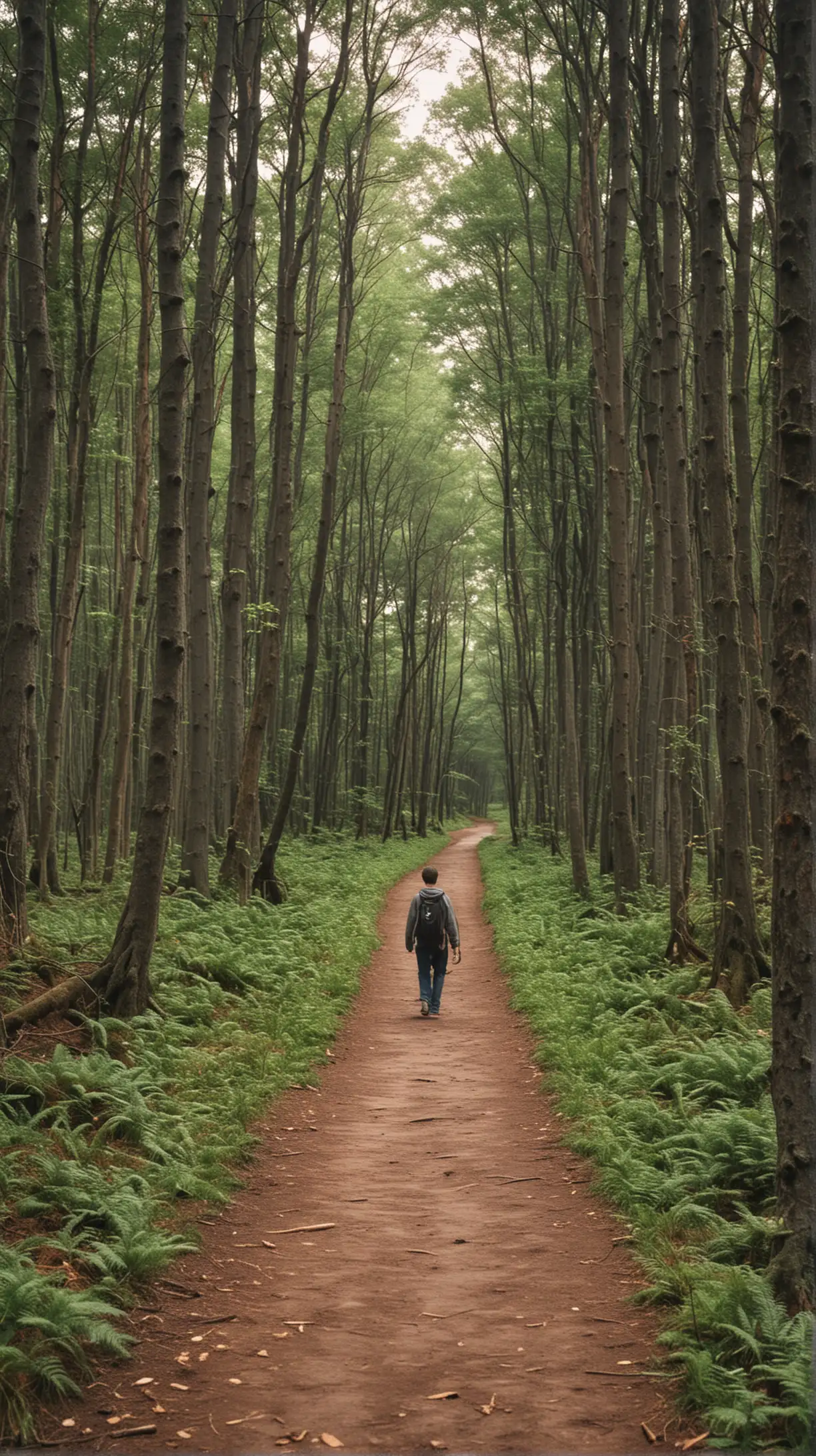 Юноша отправился в путь и вскоре столкнулся с выбором: короткий путь через лес или долгий путь по дороге.