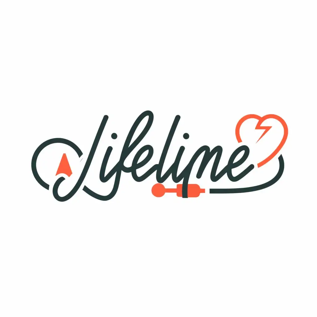 a logo design, with the text 'LifeLine', main symbol: Develop a mobile application capable of monitoring blood pressure, glucose levels, heart rate, as well as detecting thrombosis, heart attacks, and vitamin deficiencies. Add localization and hospital and security, Moderate, clear background. Add smartwatch