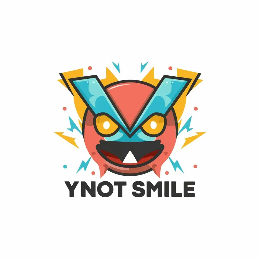 a logo design,with the text "YnotSmile", main symbol:A dynamic and eye-catching logo suitable for a Facebook page dedicated to entertainment, anime, sports, and intriguing facts. The logo should seamlessly incorporate elements representing each of these diverse topics, such as iconic symbols from popular entertainment franchises, anime-inspired graphics, dynamic sports imagery, and captivating visual representations of fascinating facts. The design should be versatile enough to resonate with a wide audience while capturing the essence of each theme individually. It should exude energy, creativity, and a sense of discovery to engage and captivate viewers across these varied interests.,complex,be used in Entertainment industry,clear background