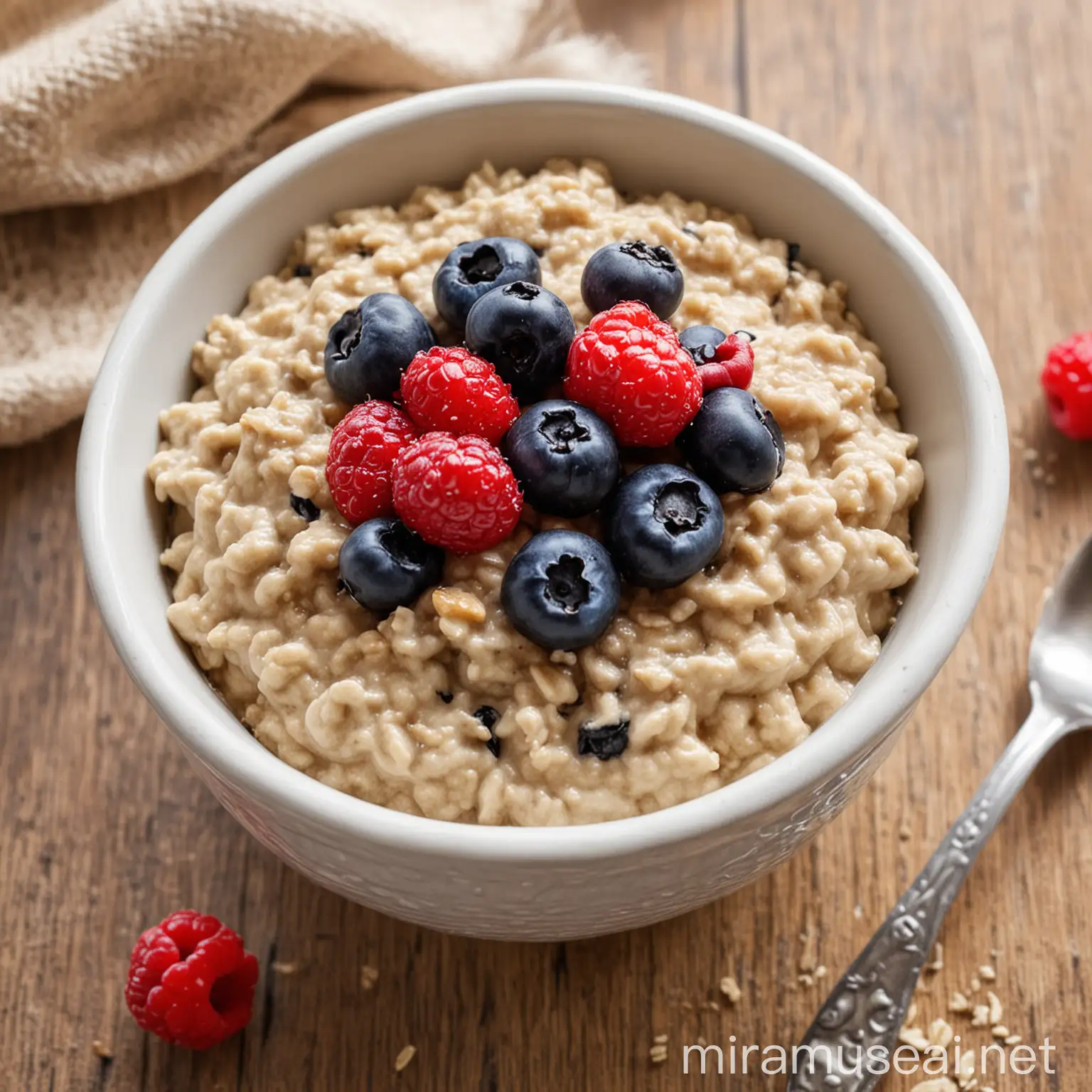 Delicious Oatmeal Breakfast with Fresh Berries Healthy and Nutritious Morning Meal