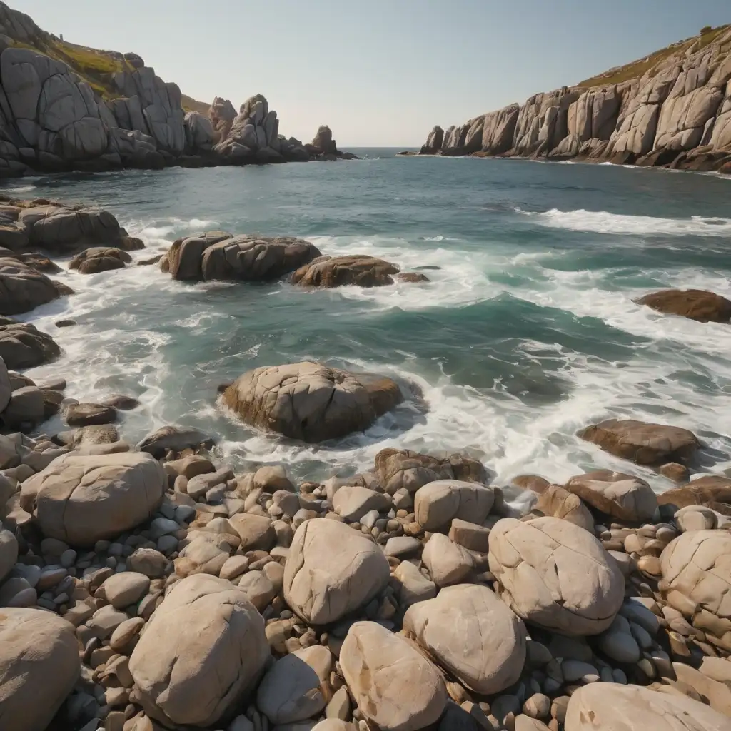 мультяшные море со скалами близко к камере 