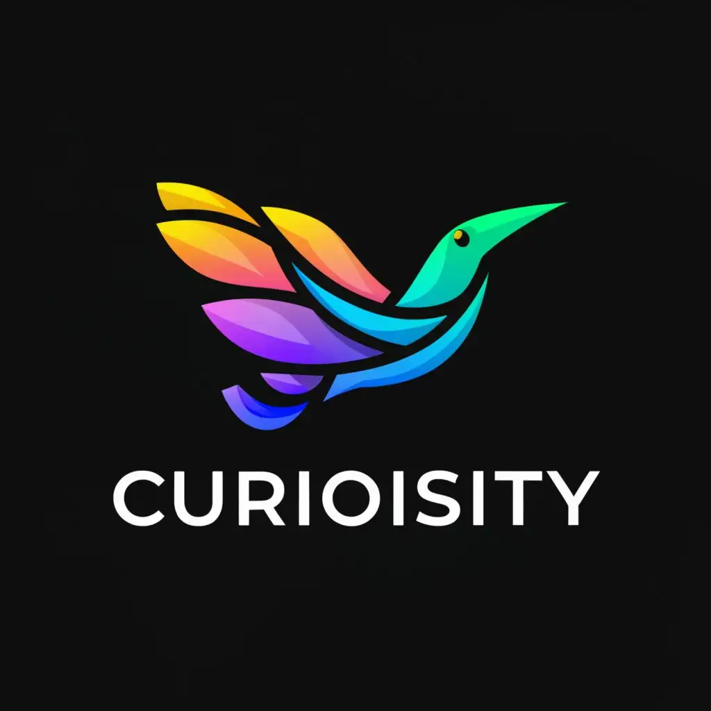 a logo design,with the text "Curiosity", main symbol:Digital bird of paradise ,complex,be used in Technology industry,clear background