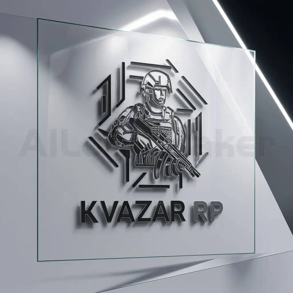 a logo design,with the text "Kvazar RP", main symbol:Soldier,complex,be used in Others industry,clear background
