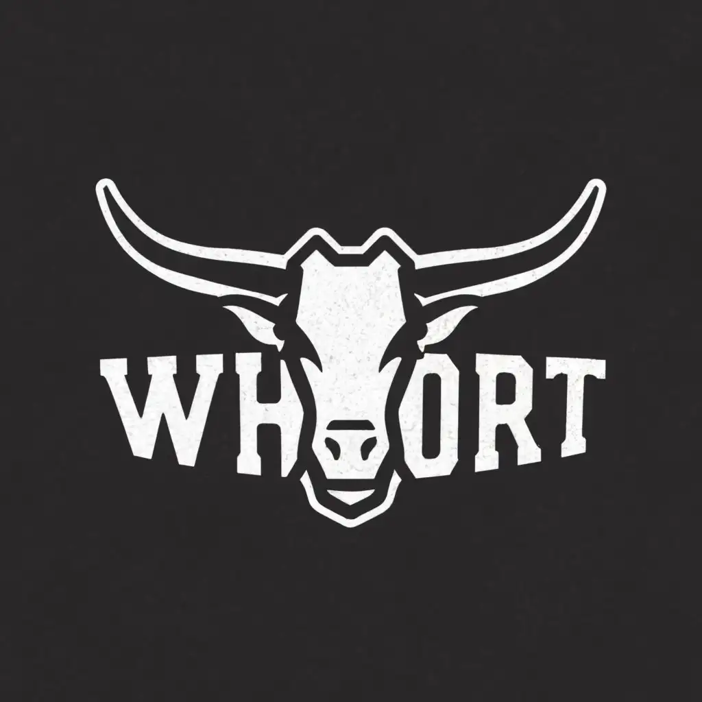 a logo design,with the text "WHORTS", main symbol:mounted texas Longhorns with the horns facing up, replace the middle padded area of typical mounted texas longhorns with leather padding in the middle with the word WHORT,Moderate,be used in Others industry,clear background
