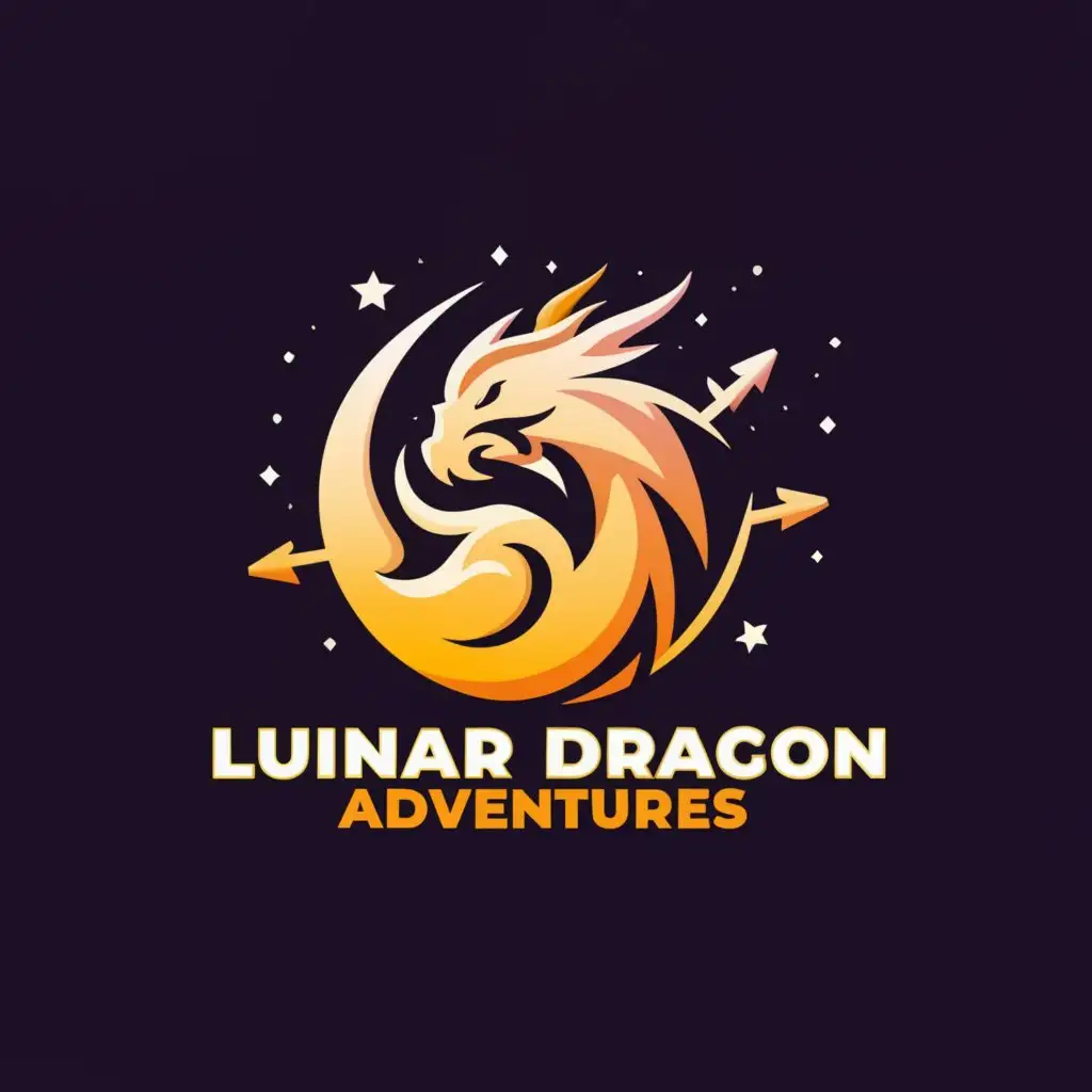 a logo design,with the text "lunar dragon adventures", main symbol:adventures game,Moderate,be used in game industry,clear background