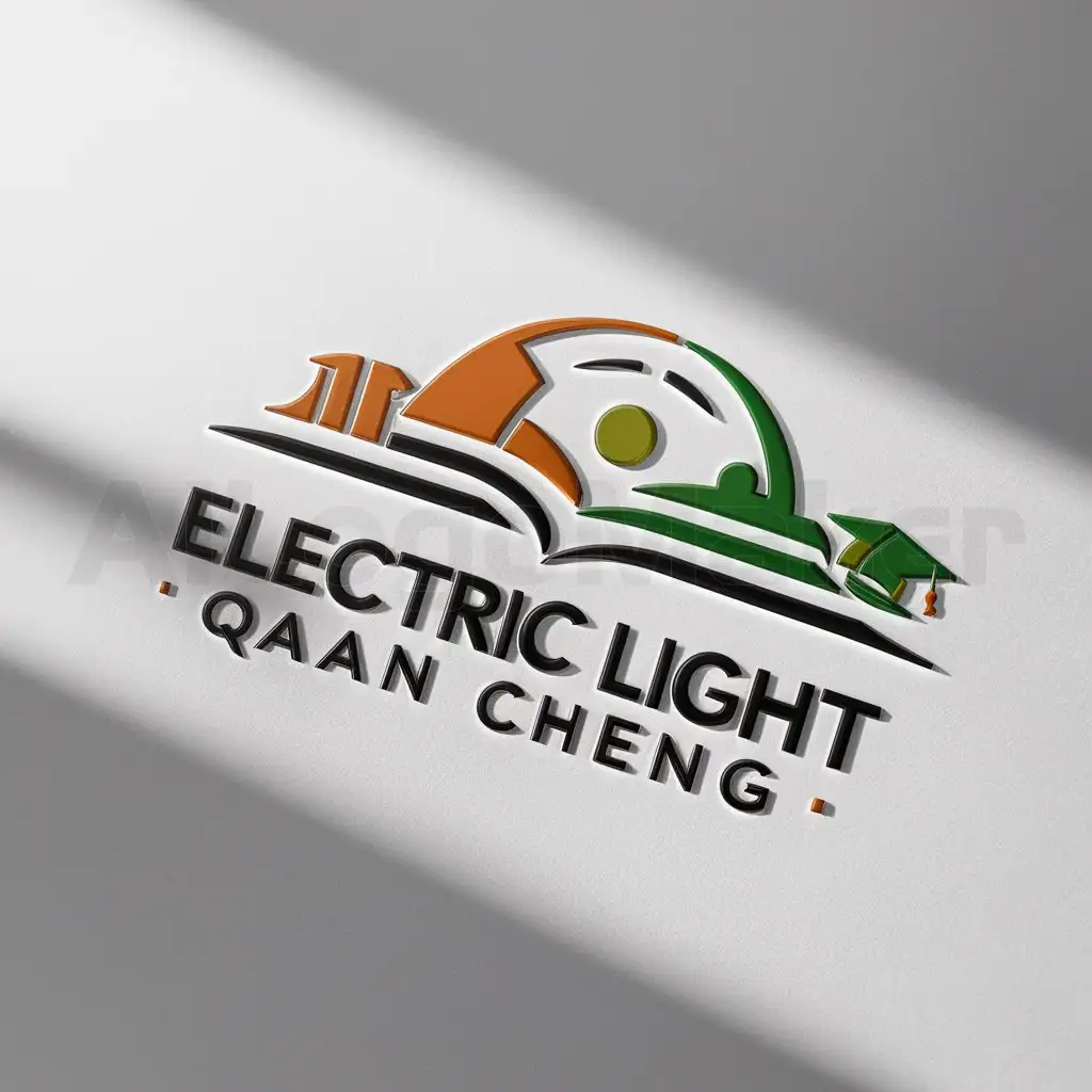 a logo design,with the text "electric light Qian Cheng", main symbol:Kaste landscape, point light, education, SEU,Moderate,be used in support teaching industry,clear background