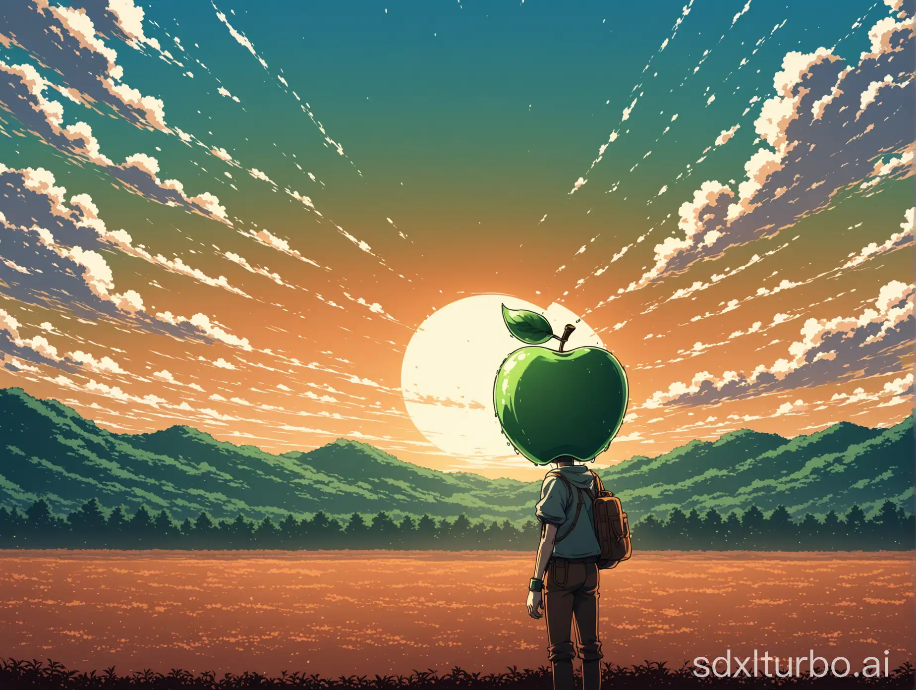 apple gets oxidized, exaggerate a bit, 2D anime style